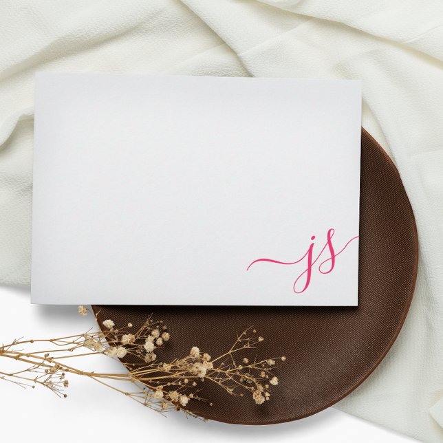Girly Monogrammed Calligraphy Bright Pink Card (Creator Uploaded)