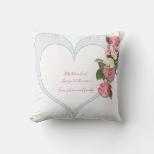 Girly Mother's Day pink floral Heart   Cushion