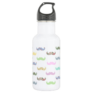 Girly moustache pattern 532 ml water bottle