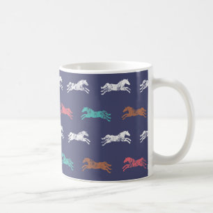 Girly Multi-colour Classic Equestrian Horses Coffee Mug