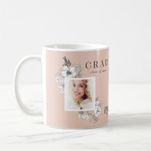 Girly multi photo floral elegant graduation party coffee mug