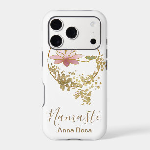 *~* Girly Namaste Lotus Gold Glitter Zen White