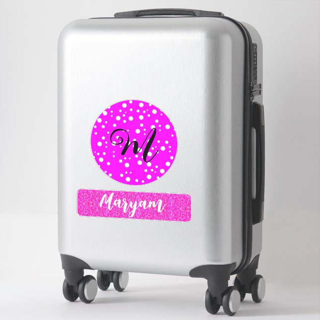 Girly Name & Monogram, Travel Pink Suitcase (Suitcase)