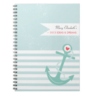 Girly Nautical Anchor Personalised Notebook