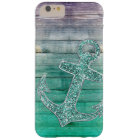 Girly Nautical Purple Aqua Anchor & Wood Look