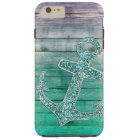 Girly Nautical Purple Aqua Anchor & Wood Look