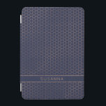 Girly Navy and Rose Gold Foil Hexagon Geometric iPad Mini Cover<br><div class="desc">Girly Navy and Rose Gold Foil Hexagon Geometric cover with elegant dark blue background and space for your name or other custom text. Easy to customise with text, fonts, and colours. Created by Zazzle pro designer BK Thompson © exclusively for Cedar and String; please contact us if you need assistance,...</div>