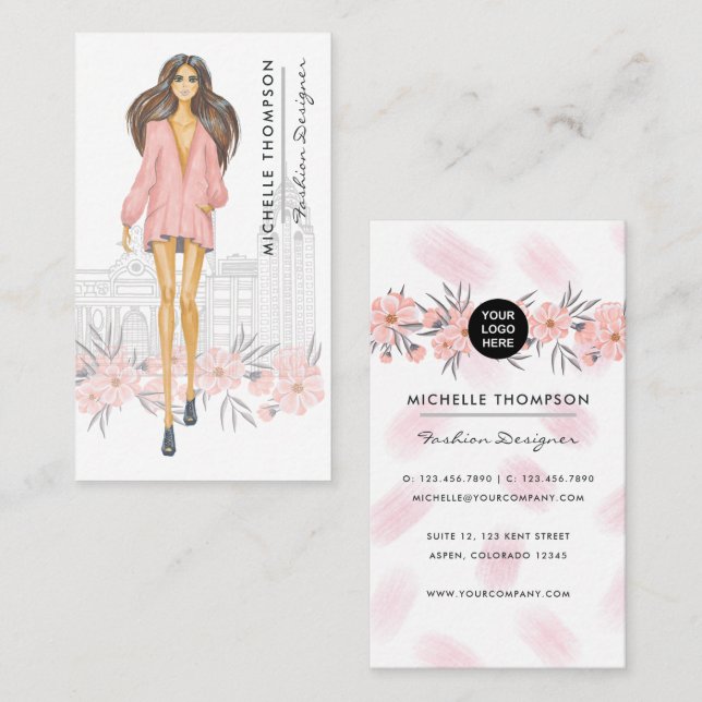 Girly New York Fashion Designer Business Card (Front/Back)
