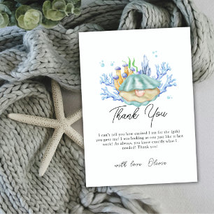 Girly Ocean Pearl Under The Sea Baby Shower  Thank You Card