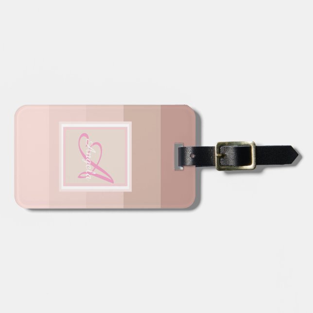 Girly  Ombre  Striped Monogram-Personalised Luggage Tag (Front Horizontal)