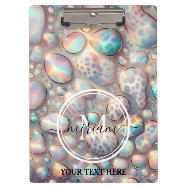 Girly Opal Leopard Print Office School Clipboard (Front)