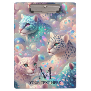 Girly Opal Leopard Print Office School Clipboard