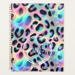 Girly Opal Leopard Print Office School Planner