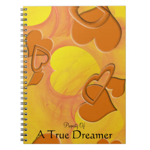 Girly Orange Hollow Solid Floating Heart Shapes Notebook