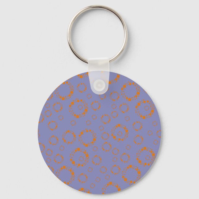 girly orange purple circle squares pattern dizzy key ring (Front)