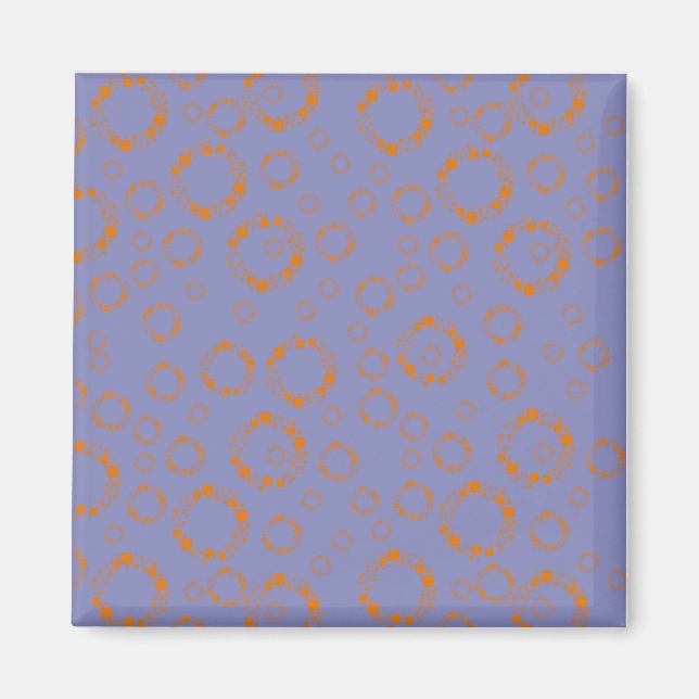 girly orange purple circle squares pattern dizzy magnet (Front)