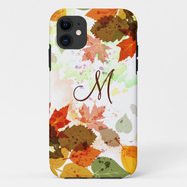 Girly Orange Yellow Green Autumn Leaves iPhone5 Case-Mate iPhone Case (Back)