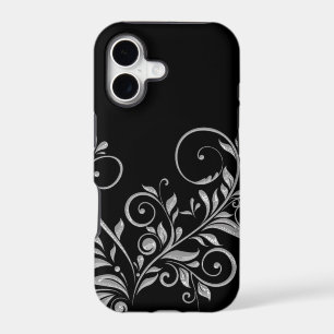 Girly Ornate Black Silver Floral Swirls iPhone5