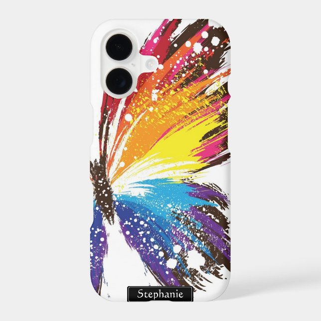 Girly Paint Splashed Realistic Butterfly Monogram (Back)