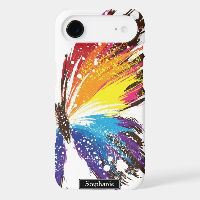 Girly Paint Splashed Realistic Butterfly Monogram Case-Mate iPhone Case (Back)