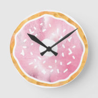 Girly Pale Pink Donut Clock