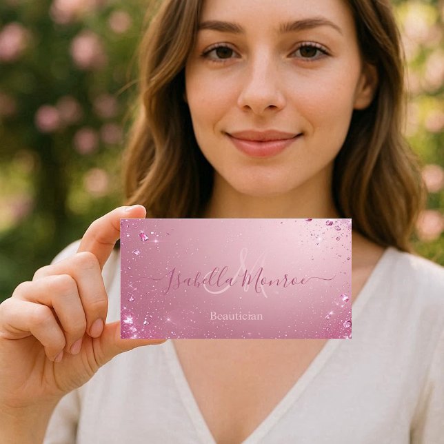 Girly Pale Pink Luxe Beautician Skin Nail Expert Business Card (Girly Pale Pink Luxe Beautician Skin Nail Expert Business Card)
