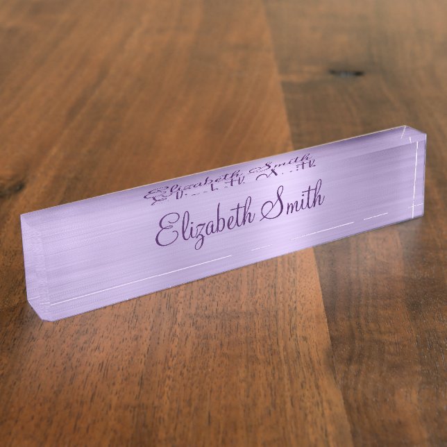 Girly Pale Purple Faux Metallic Foil Nameplate (Side)
