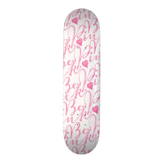 Girly Pastel Be Pink Text Hearts Pattern Skateboard