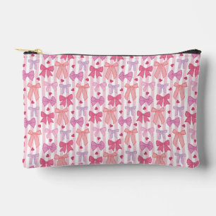 Girly Pastel Bows and Stripes Accessory Pouch