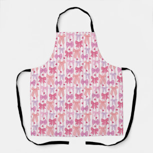Girly Pastel Bows and Stripes Apron