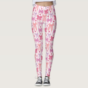 Girly Pastel Bows and Stripes Leggings