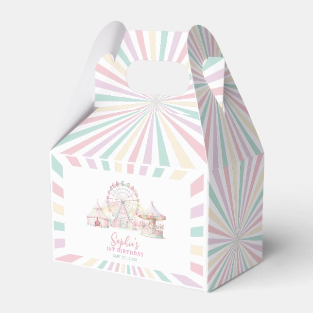 Girly Pastel Colour Carnival Circus Kids Birthday Favour Box (Front Side)