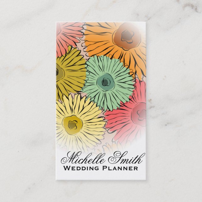 Girly pastel Flowers florists wedding planner Business Card (Front)