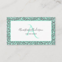 Girly Pastel Mint Green Fun Leopard Spots Monogram