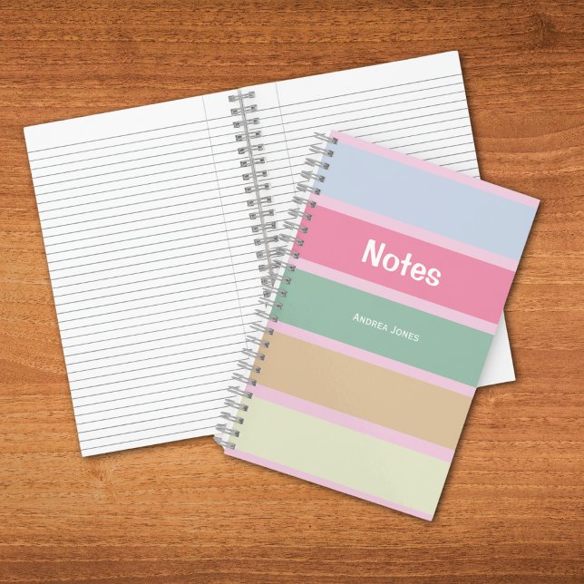 Girly Pastel Monogrammed Full Name Notes Notebook (Creator Uploaded)
