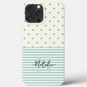 Girly pastel monogrammed Pretty pattern l green iPhone 13 Pro Max Case