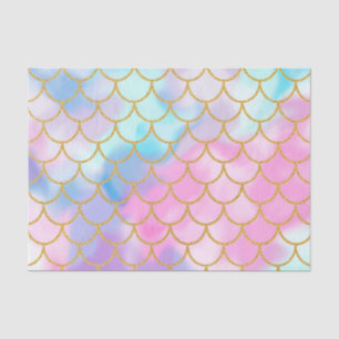 Girly Pastel Ombre Gold Glitter Mermaid Tissue Paper