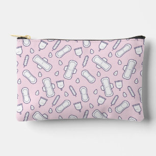 Girly Pastel Pink Cartoon Pad First Period Accessory Pouch