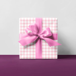 Girly Pastel Pink Gingham Plaid Multi Wrapping Paper Sheet