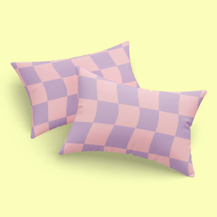 Girly Pastel Pink Purple Wavy Check Pattern Pillowcase