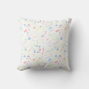 Girly Pastel Rainbow White Abstract Stone Patten Cushion