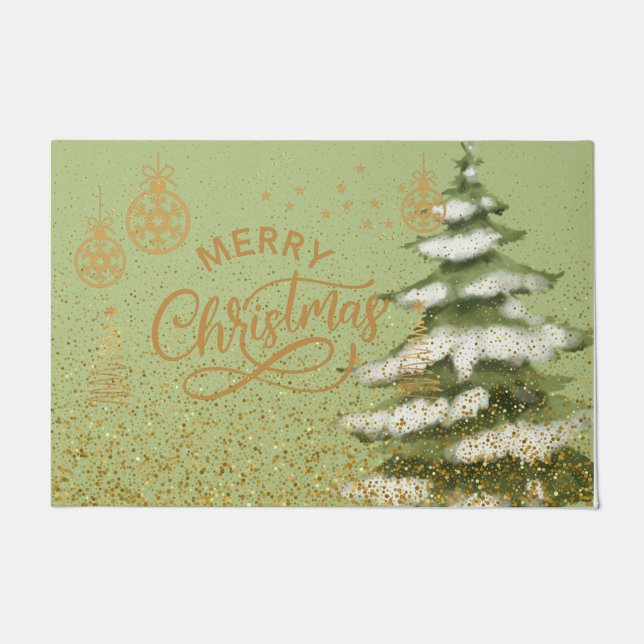 Girly pastel sparkle on the watercolor background  doormat (Front)