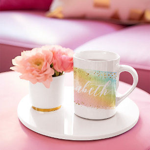 Girly Pastel Watercolor Rainbow Custom Coffee Mug