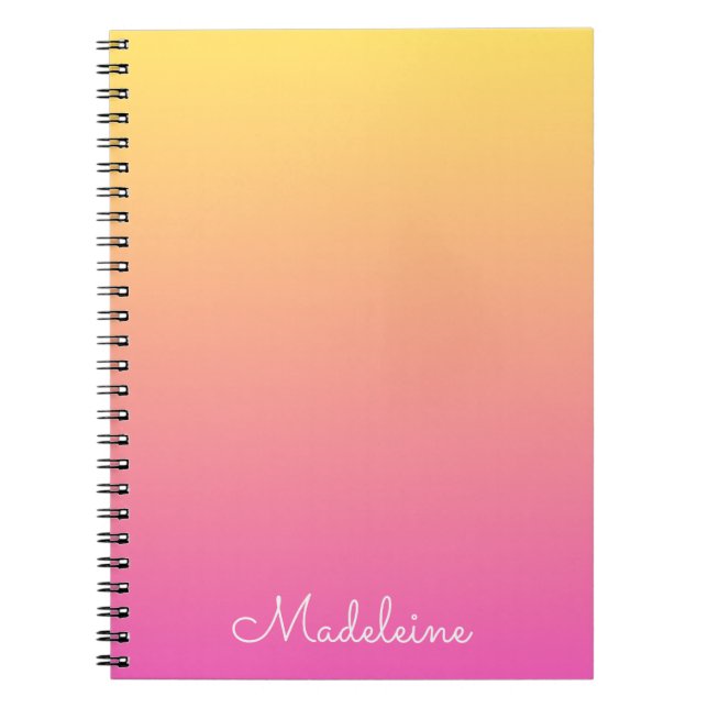 Girly Pastel Yellow and Pink Gradient Notebook (Front)