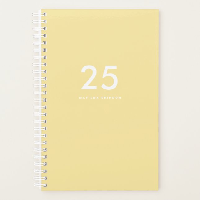 Girly Pastel Yellow Name School Planner (Front)