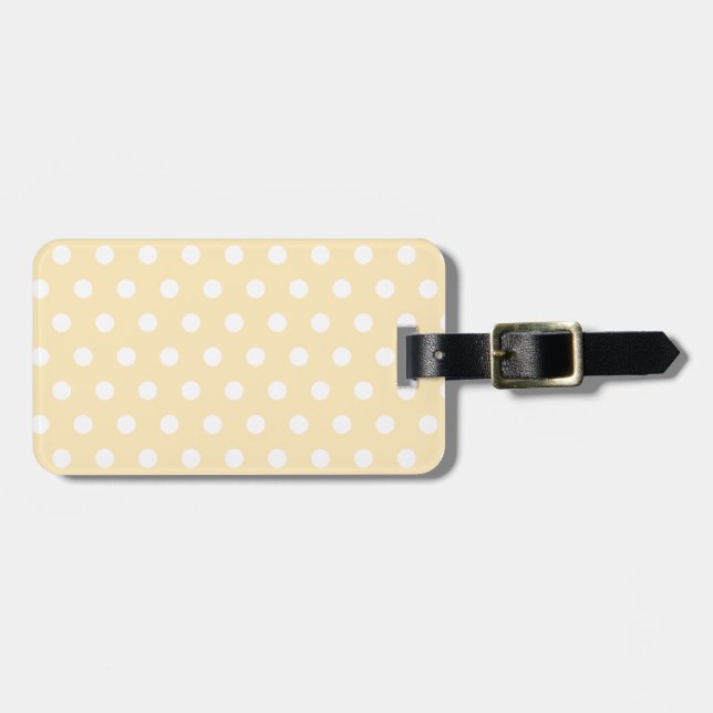 Girly Pastel Yellow Polka Dot Luggage Tag (Front Horizontal)