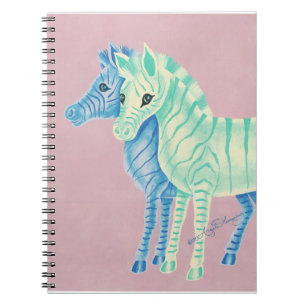 Girly Pastel Zebras With Blue Stripes Notebook