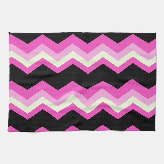 girly pattern zigzag fuchsia hot pink chevron tea towel (Horizontal)