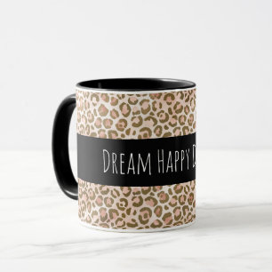 Girly Peach Brown Leopard Print Personalized Mug