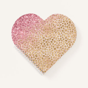 Girly Peach Gold Leopard Print Pink Glitter Glitzy Notebook